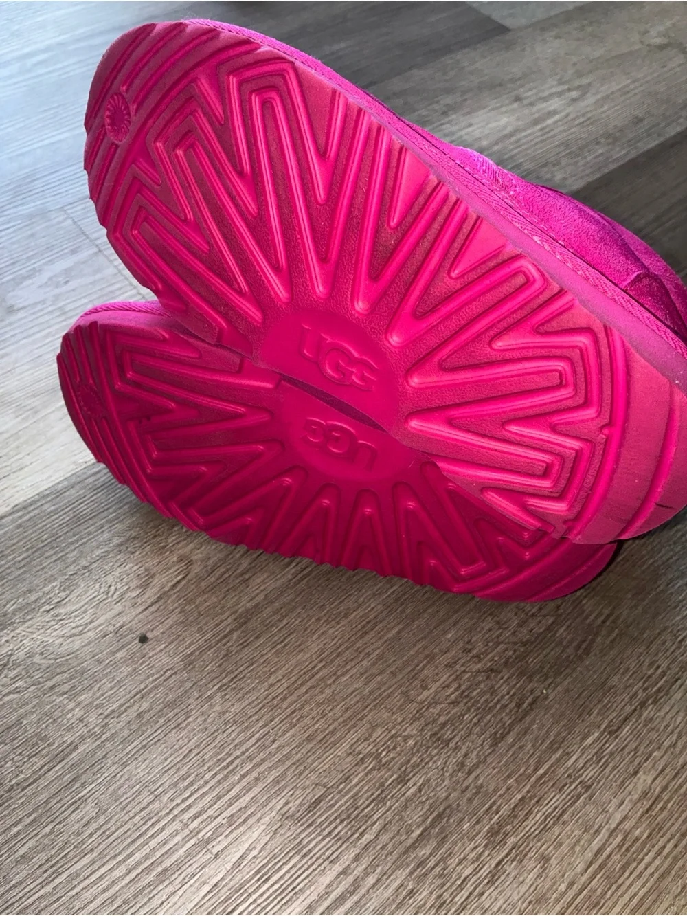 UGG Kids Hot Pink Lace-Up Fleece Boots kids size 4